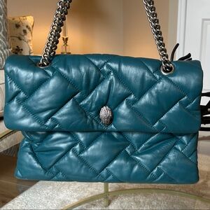Teal Quilted Chain Shoulder Bag